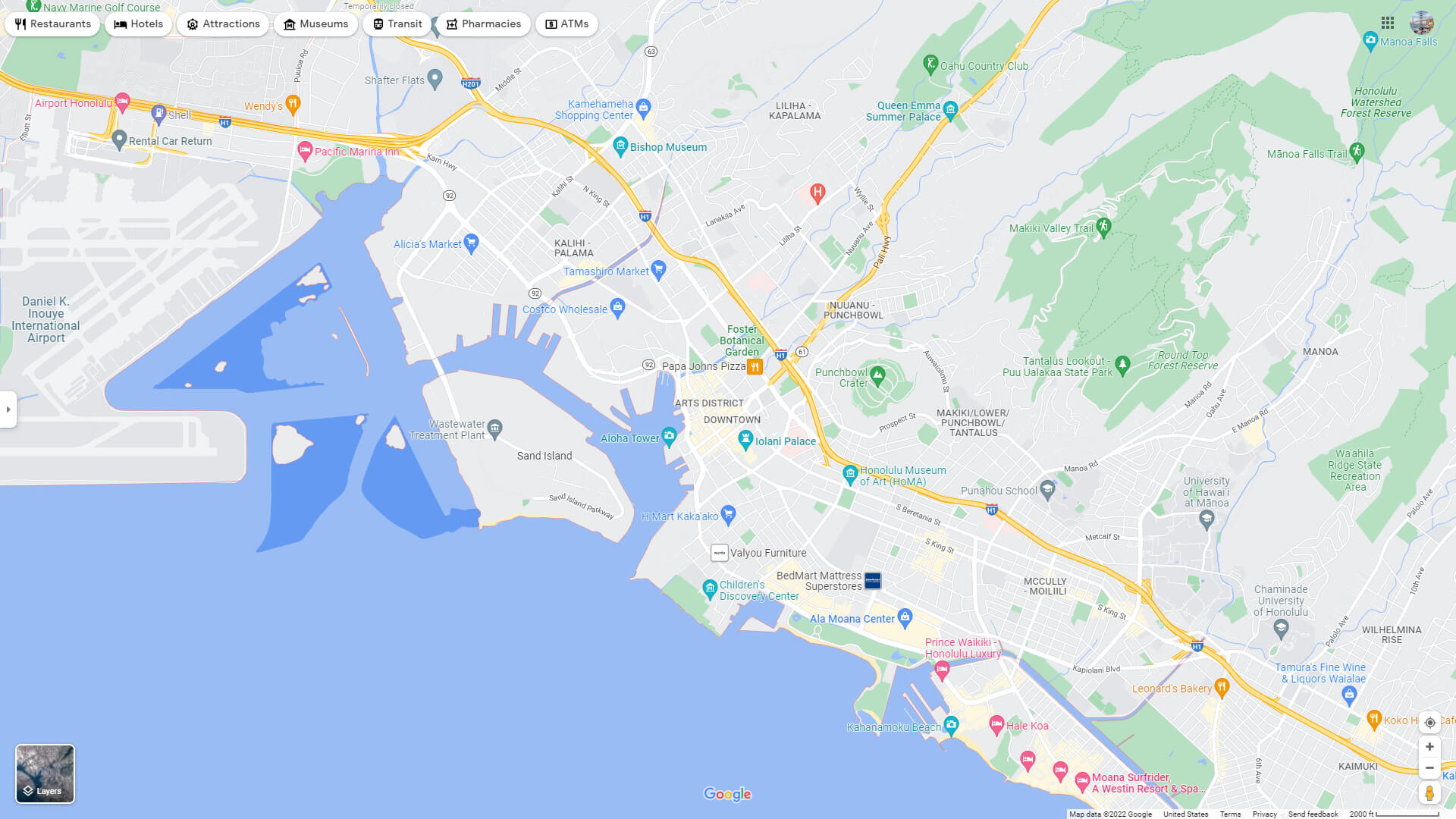 Honolulu Detailed Map